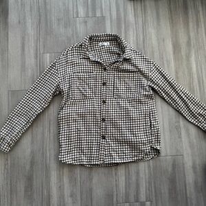 Hollister Brown and White Button Up Flannel